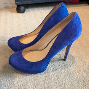 Jessica Simpson Blue Suede High Heel Platform Pumps - Women